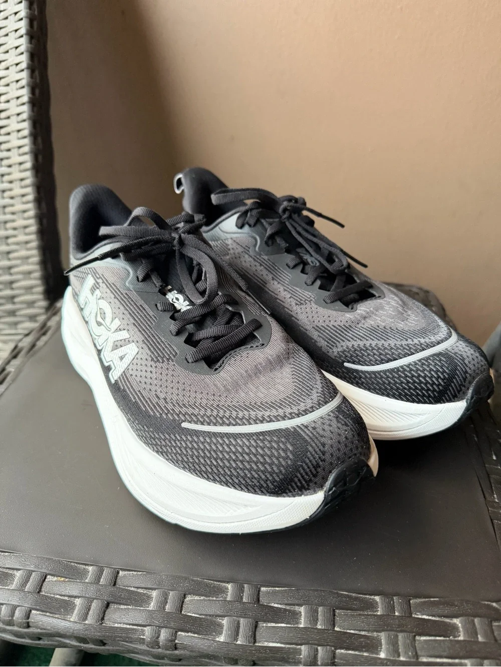 Hoka Mens Black & White Running Shoes
